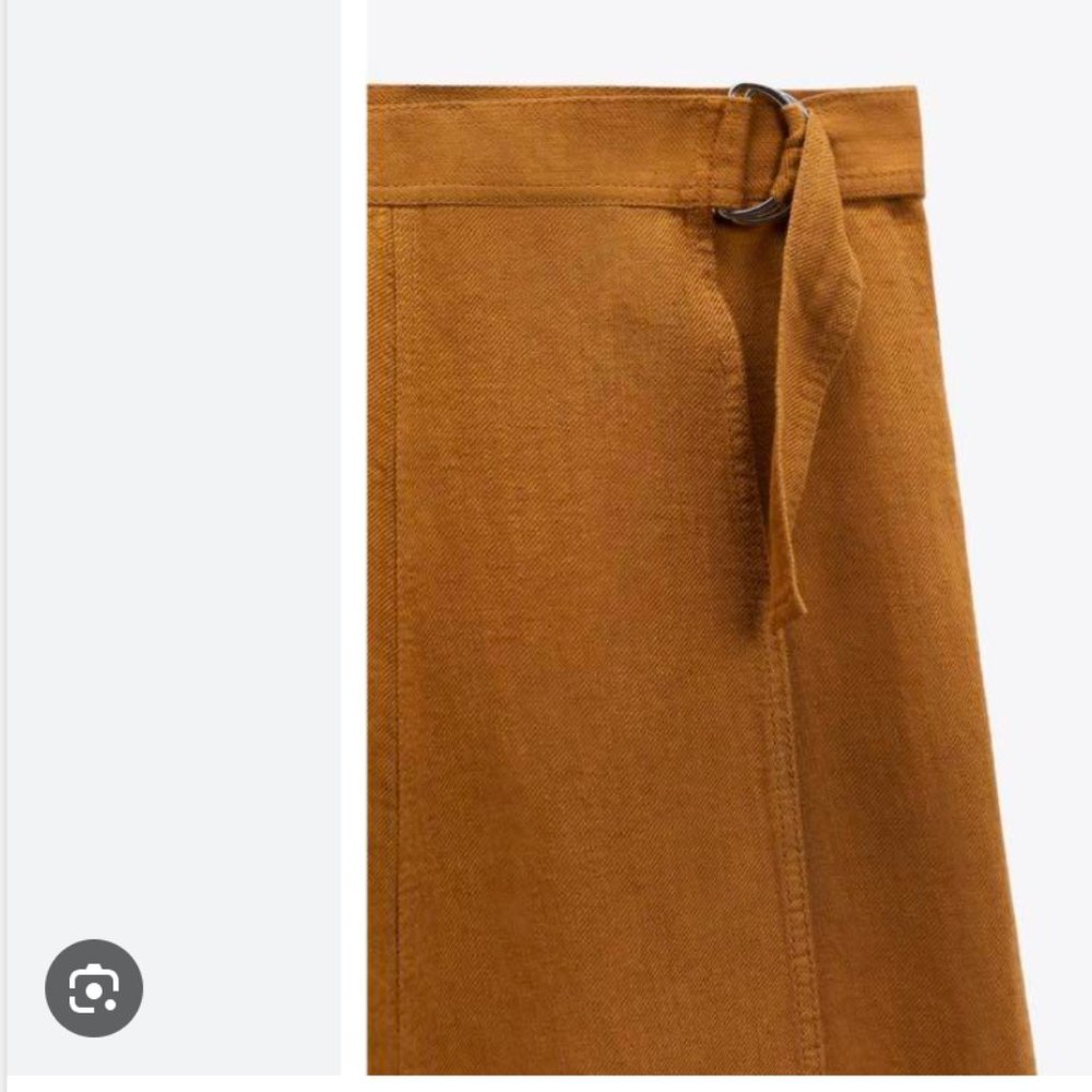 ZARA Linen Pareo Wrap High-Waist Toffee Taupe Brown Midi Maxi Skirt $69.90 - Picture 6 of 8